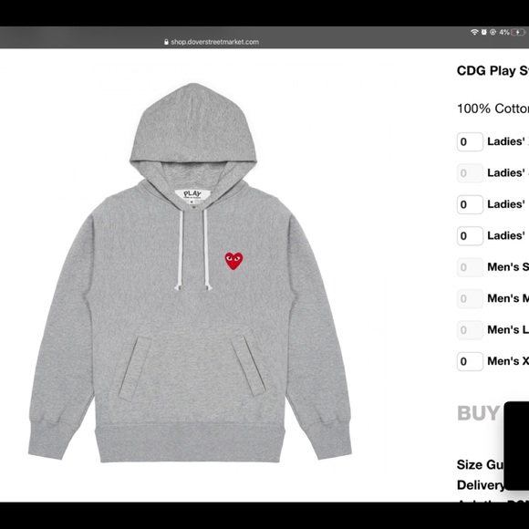 🌸SOLD🌸Comme des Garçons (CDG) PLAY gray hoodie - Picture 4 of 4